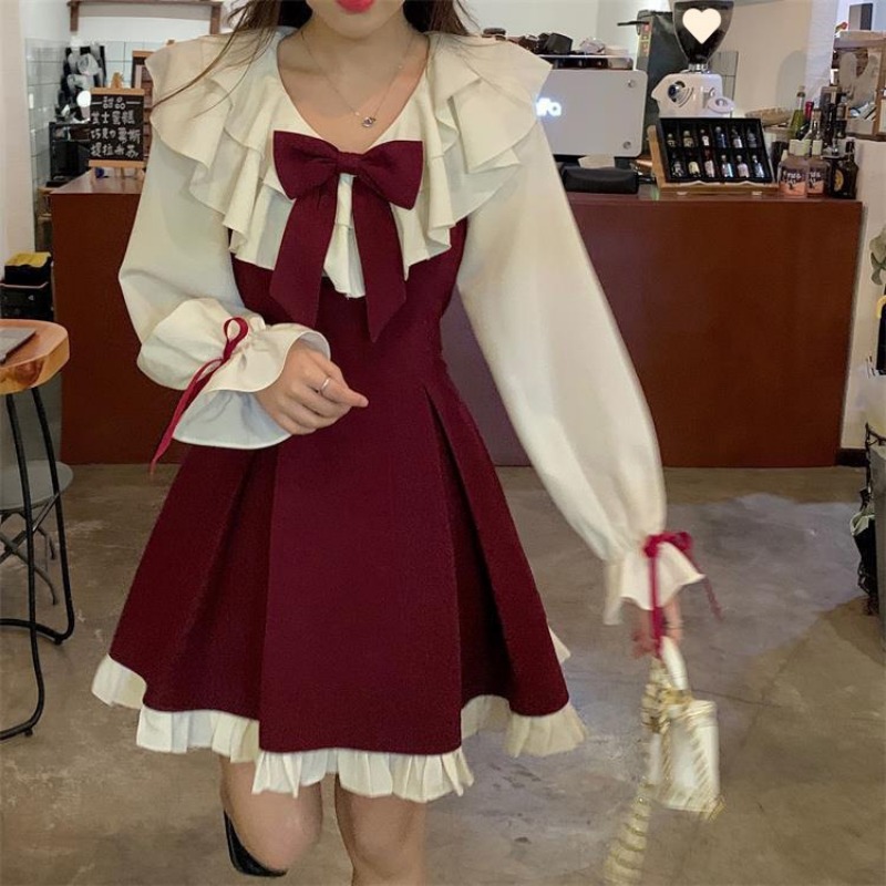 Korean Style A Line Shirt Dress - 2025 novo coreano doce bonito vestido