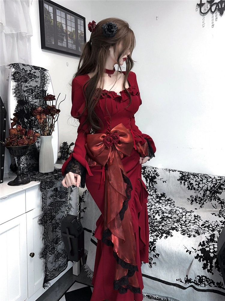 Primavera vermelho vintage ves - French Vintage Floral Midi Dress avaliação e preço