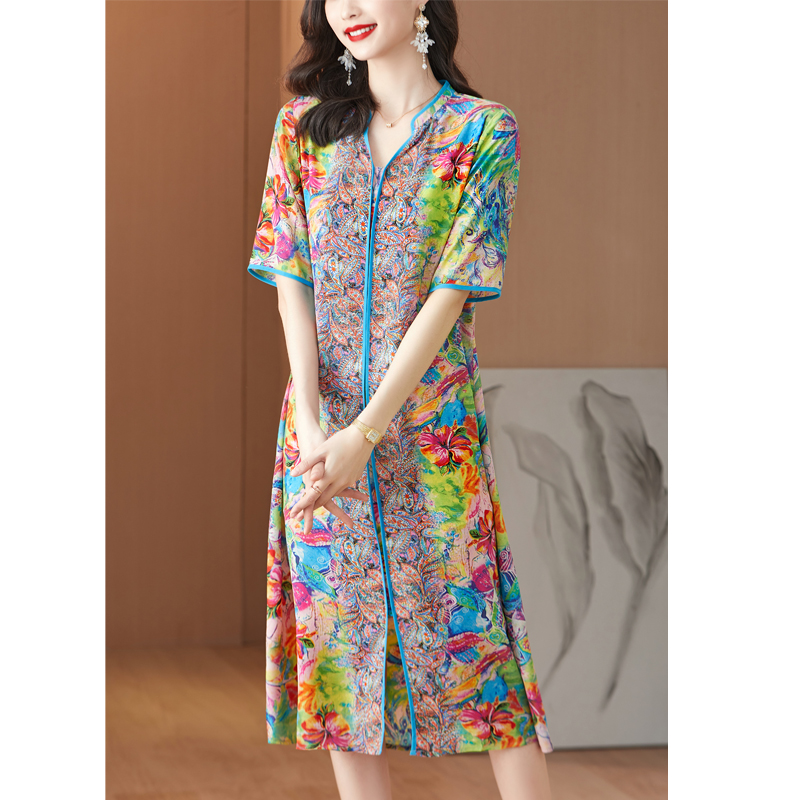 Vestido Midi de seda floral ro - French Vintage Floral Midi Dress avaliação e preço