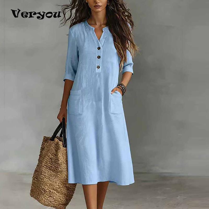 Vestido Midi Feminino Casual d - Boho Summer Beach Maxi Dress avaliação e preço
