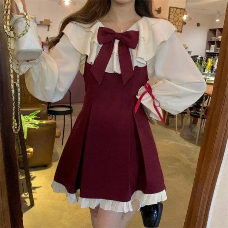2025 novo coreano doce bonito  - Korean Style A Line Shirt Dress avaliação e preço