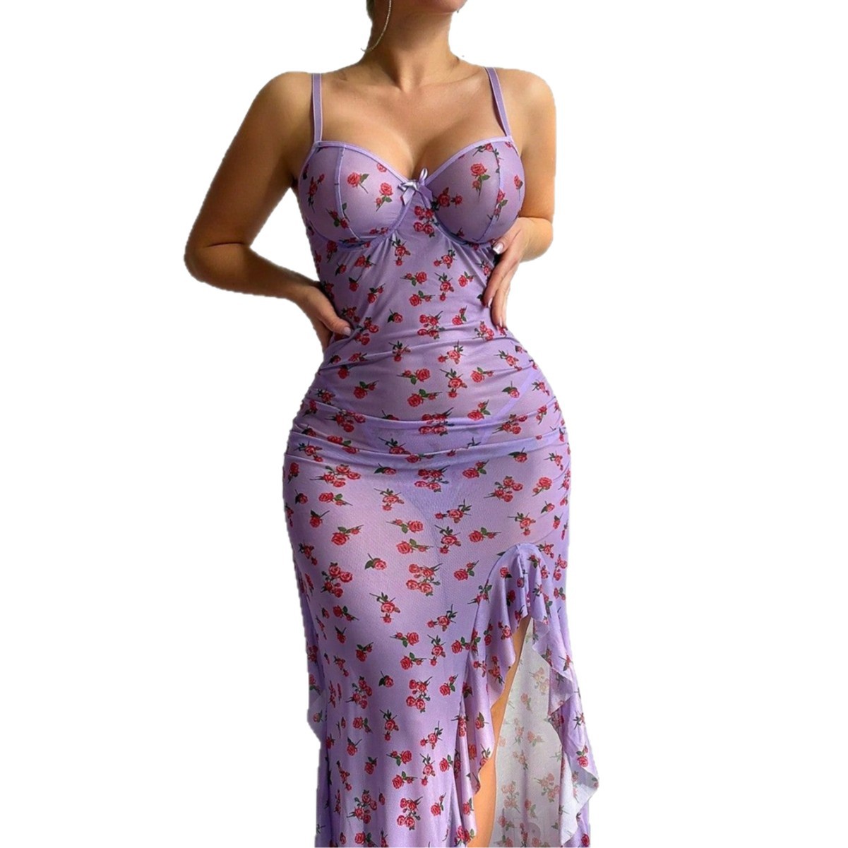 Lingerie Sexy Plus Size em Tul - Sexy Mesh Sheer Bodycon Dress avaliação e preço